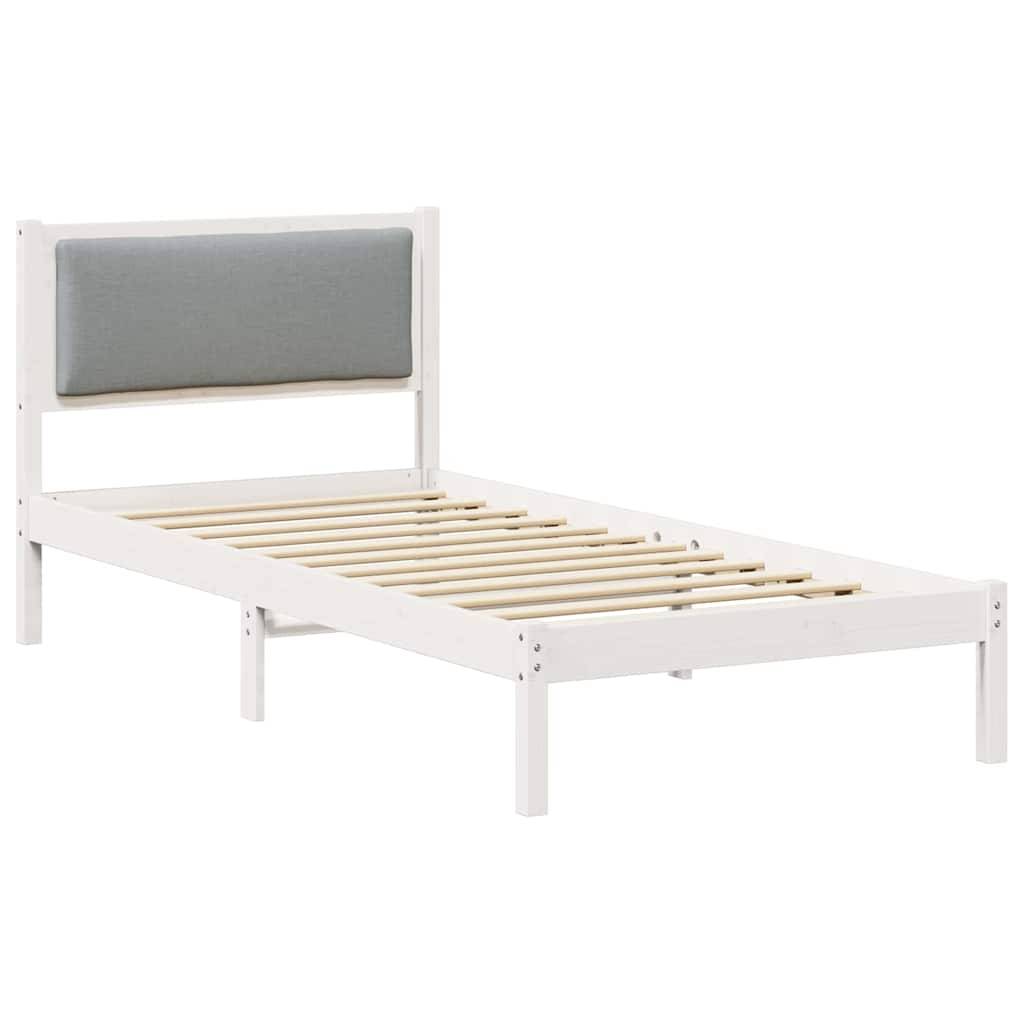 vidaXL Bettrahmen Hellgrau 90 x 190 cm Massives Kiefernholz