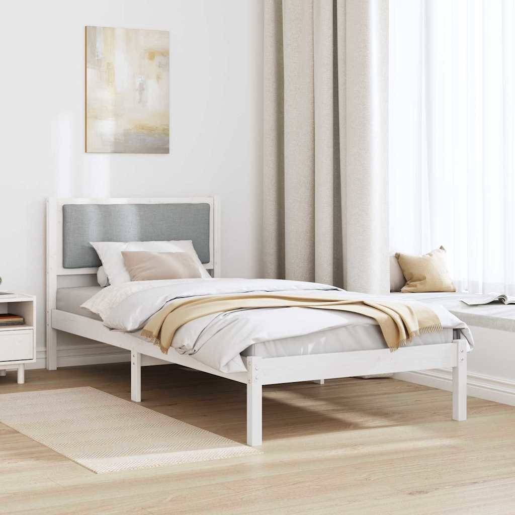 vidaXL Bettrahmen Hellgrau 90 x 190 cm Massives Kiefernholz