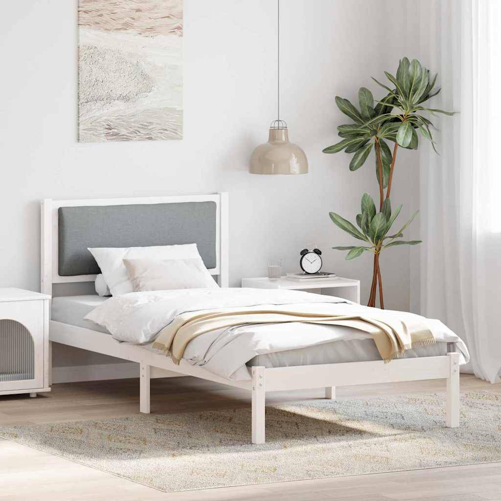 vidaXL Bettrahmen Hellgrau 90 x 190 cm Massives Kiefernholz
