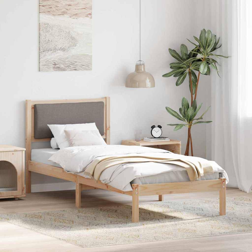 vidaXL Bettrahmen mit Kopfteil Taupe 80 x 200 cm Massives Kiefernholz