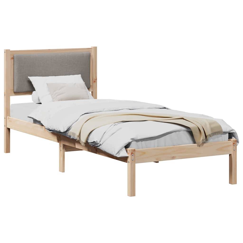 vidaXL Bettrahmen mit Kopfteil Taupe 80 x 200 cm Massives Kiefernholz