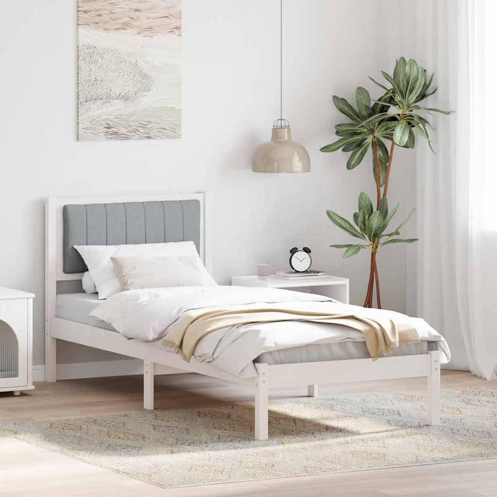 vidaXL Bettgestell mit gepolstertem Kopfteil Hellgrau 75 x 190 cm