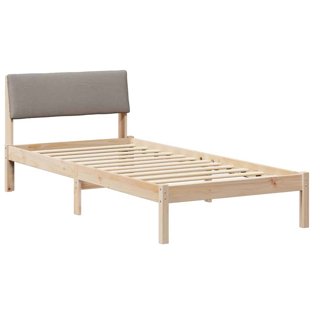 vidaXL Bettgestell Braun und Taupe 100 x 200 cm Massivholz Kiefer