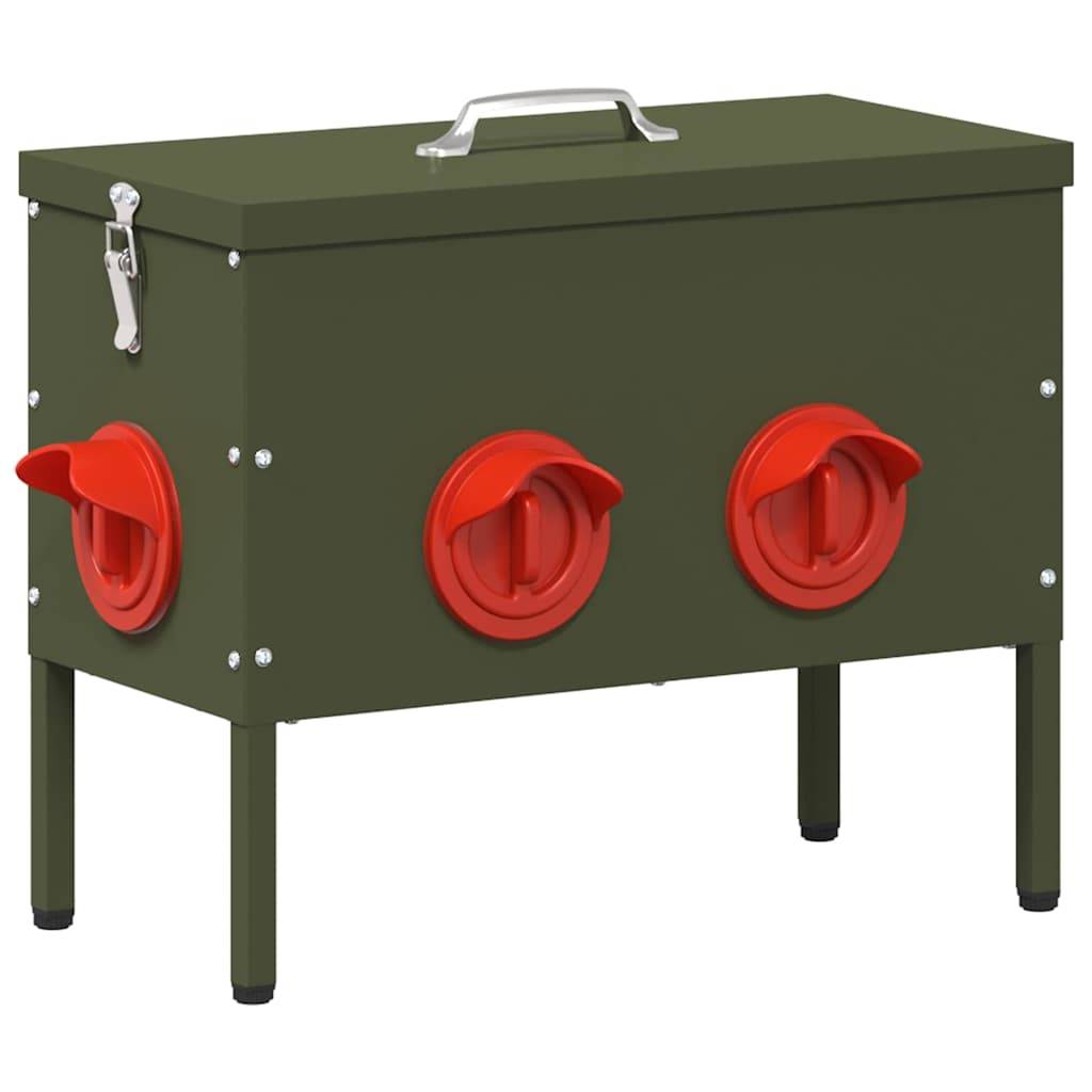 vidaXL Hühnerfütterer 2 pcs Olive Grün 41,5 x 20,5 x 33 cm