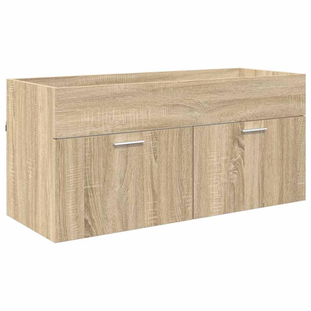 vidaXL Waschbeckenunterschrank mit Speicher Sonoma-Eiche Holzwerkstoff