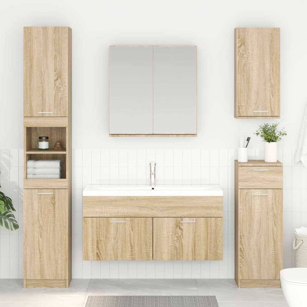 vidaXL Waschbeckenunterschrank mit Speicher Sonoma-Eiche Holzwerkstoff