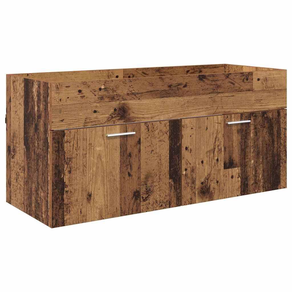 vidaXL Waschbeckenunterschrank mit Speicher Altholz Holzwerkstoff