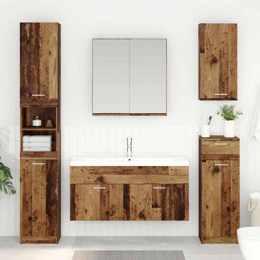 vidaXL Waschbeckenunterschrank mit Speicher Altholz Holzwerkstoff