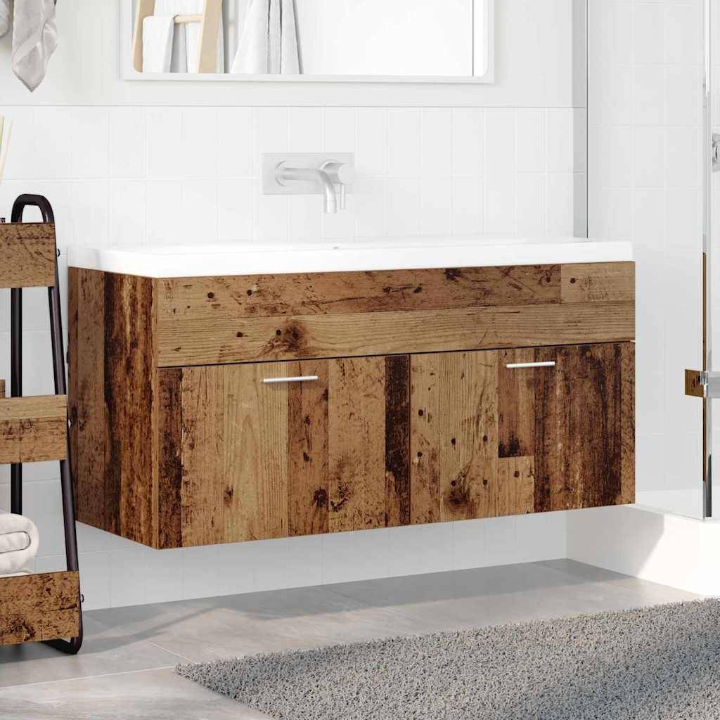 vidaXL Waschbeckenunterschrank mit Speicher Altholz Holzwerkstoff