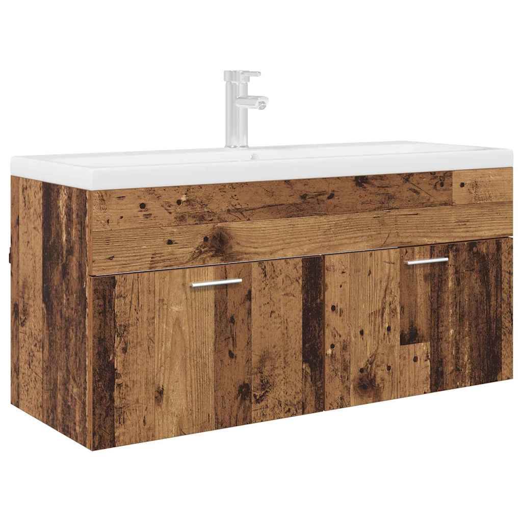 vidaXL Waschbeckenunterschrank mit Speicher Altholz Holzwerkstoff