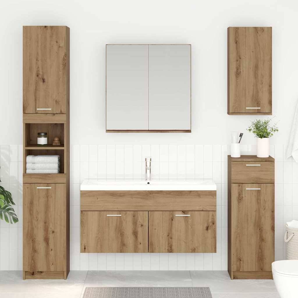 vidaXL Waschbeckenunterschrank mit Tür Artisan-Eiche Holzwerkstoff