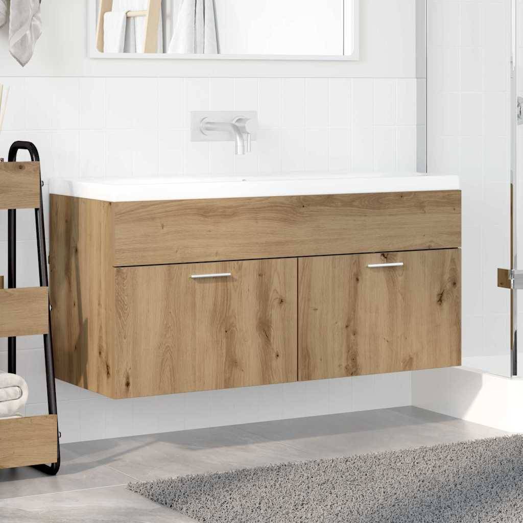 vidaXL Waschbeckenunterschrank mit Tür Artisan-Eiche Holzwerkstoff