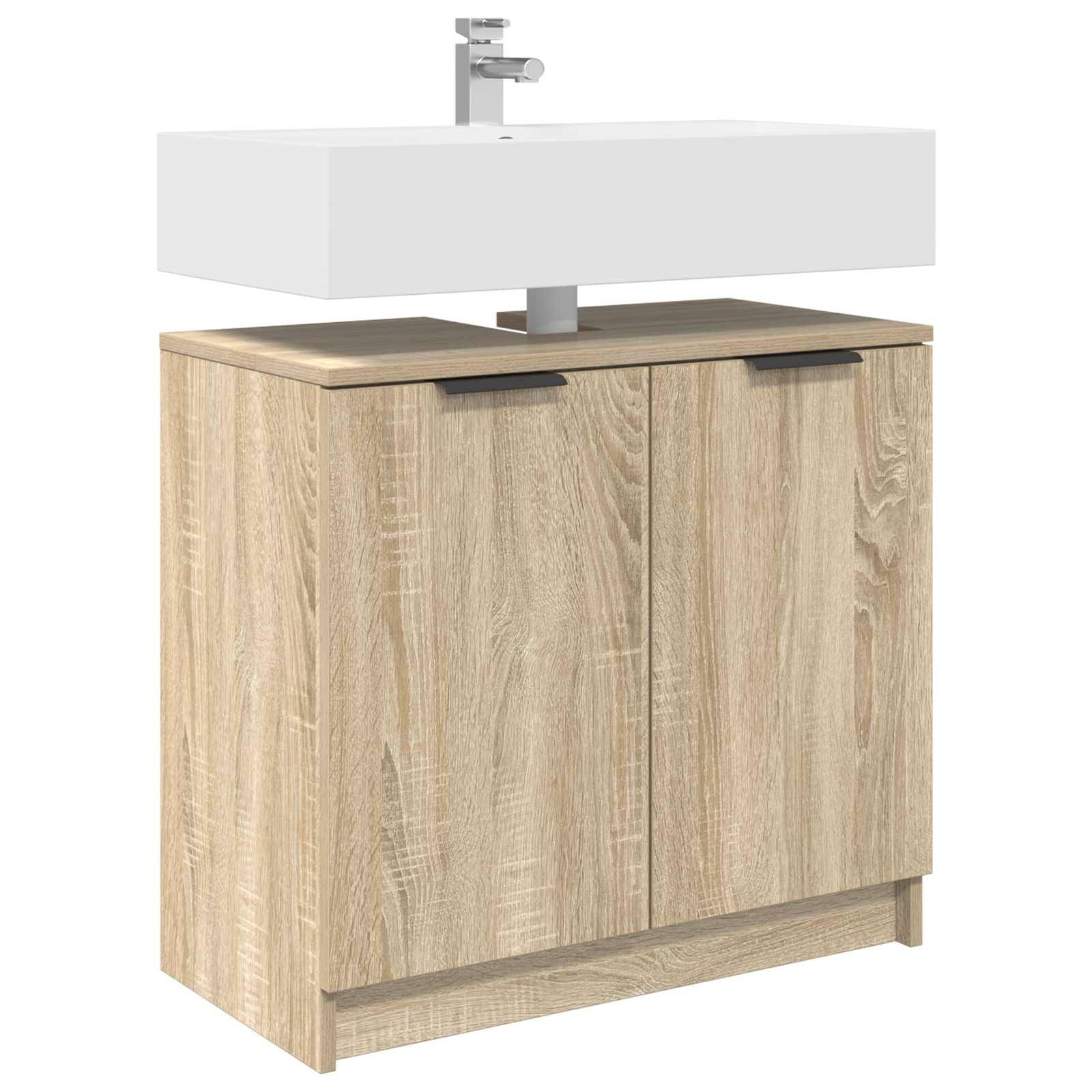 vidaXL Badezimmerschrank mit Speicher Sonoma-Eiche 64,5 x 33,5 x 59 cm