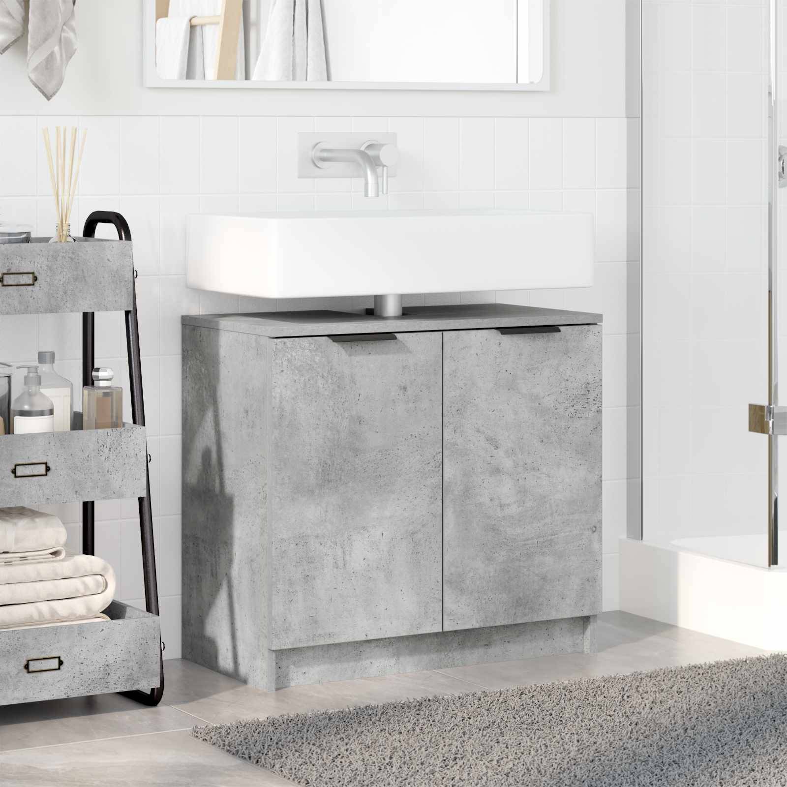 vidaXL Badezimmerschrank Beton Grau 64,5 x 33,5 x 59 cm Holzwerkstoff