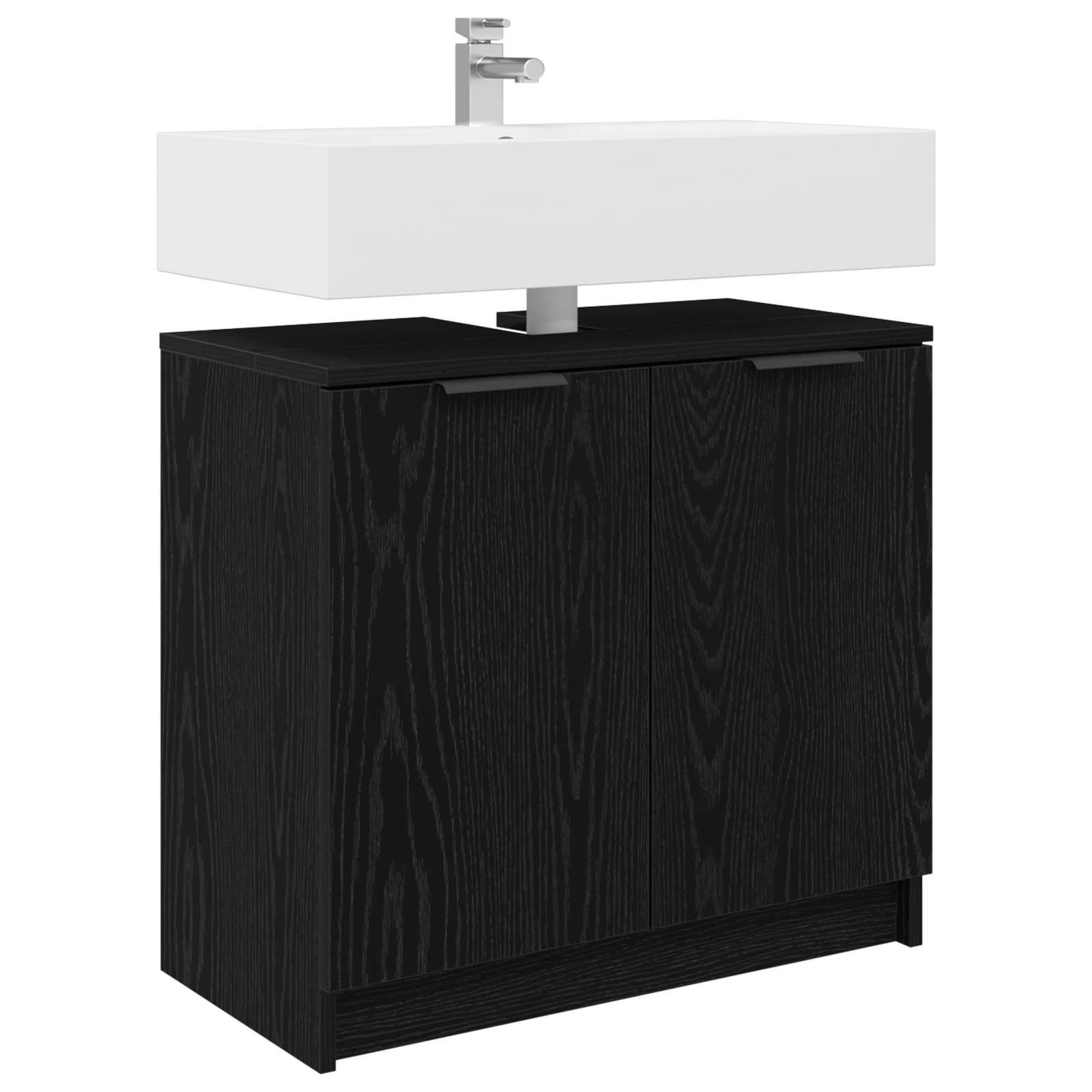 vidaXL Badezimmerschrank Schwarz Eichen-Optik 64,5 x 33,5 x 59 cm
