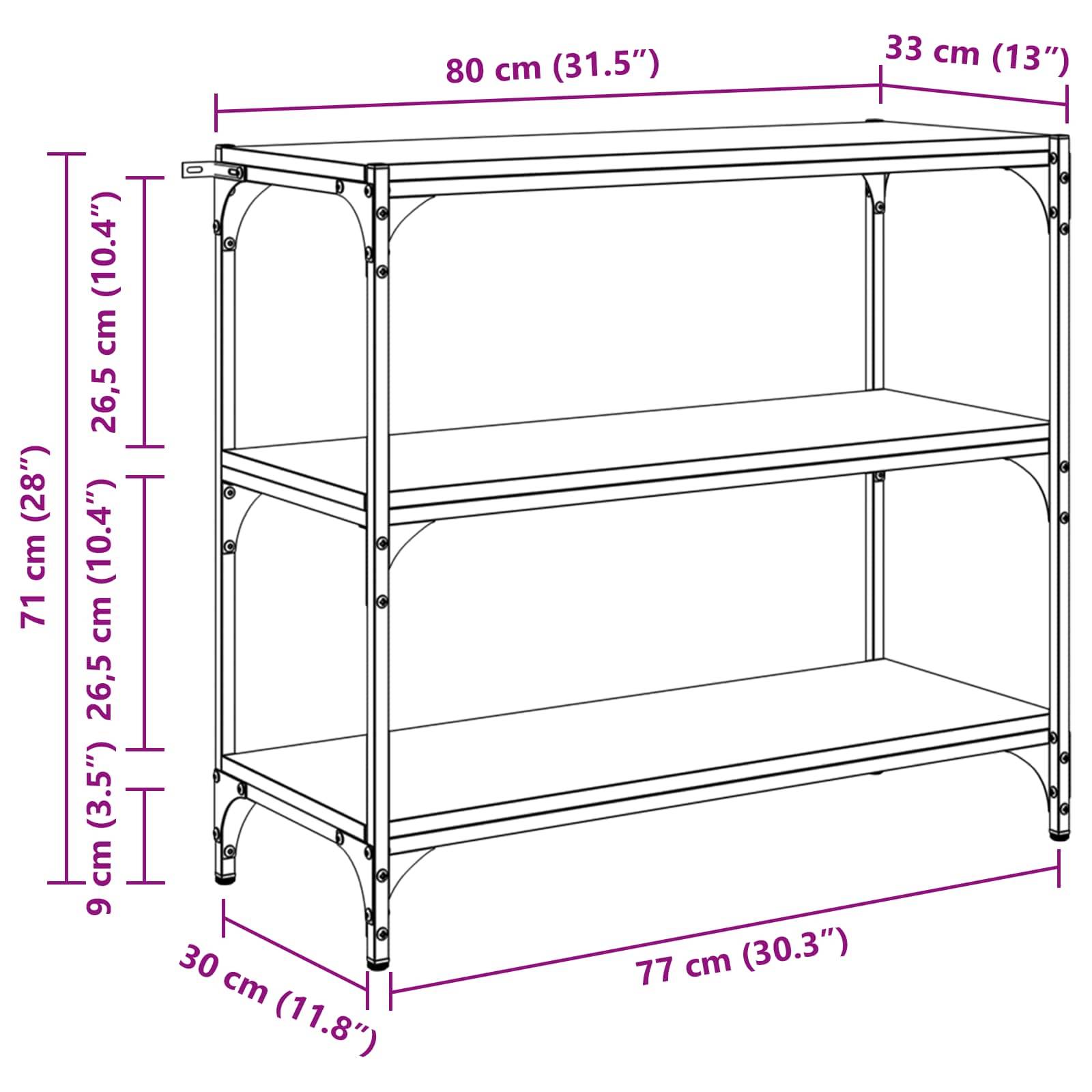vidaXL Bücherregal Artisan-Eiche 80 x 33 x 70,5 cm Holzwerkstoff