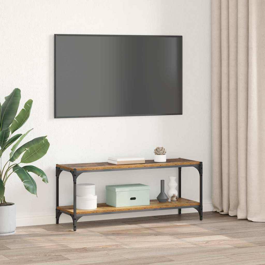 vidaXL TV-Schränk Altholz 100x33x41cm Verbundholz und Eisen