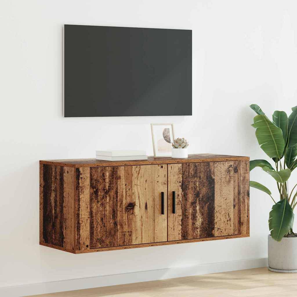 vidaXL Wandmontiertes TV-Regal Wandmontiert Altholz 100 x 34,5 x 40 cm