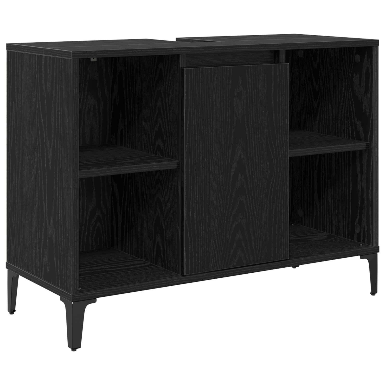 vidaXL Waschbeckenunterschrank Schwarz Eichen-Optik 80 x 33 x 60 cm