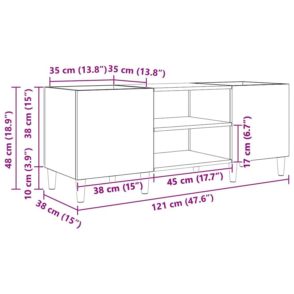 Darstellung eines Schranks mit Maßen: 121 cm (47,6