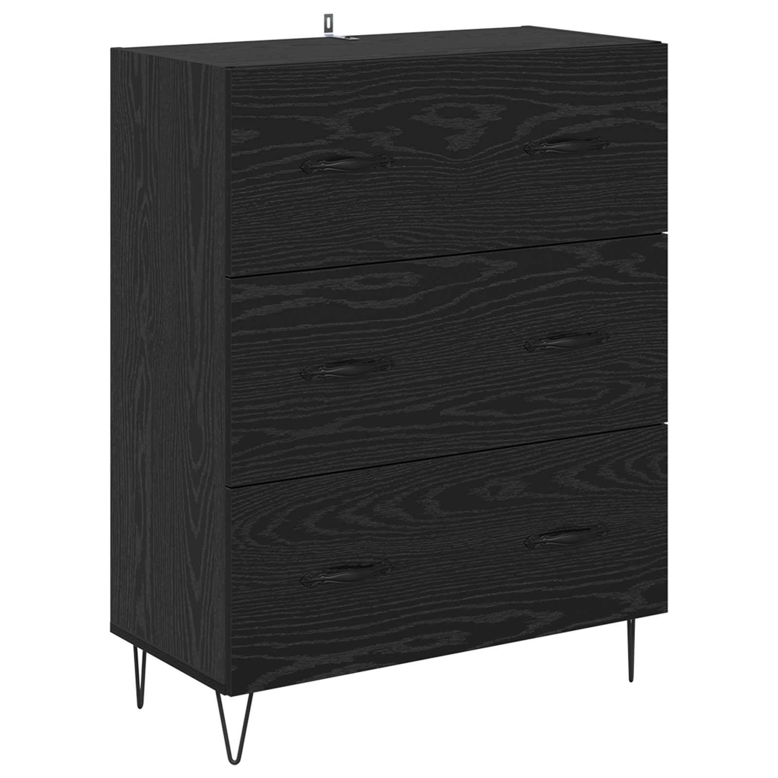 vidaXL Sideboard mit Schubladen Schwarz Eichen-Optik 69,5 x 34 x 90 cm