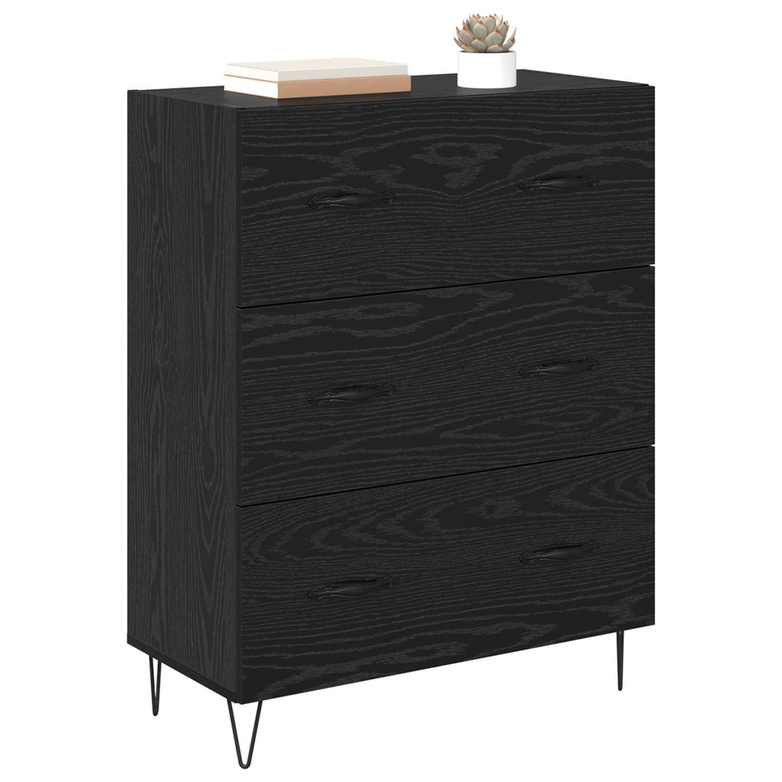 vidaXL Sideboard mit Schubladen Schwarz Eichen-Optik 69,5 x 34 x 90 cm