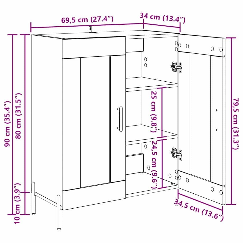 vidaXL Sideboard Altholz 69,5 x 34 x 90 cm Verbundholz und Eisen