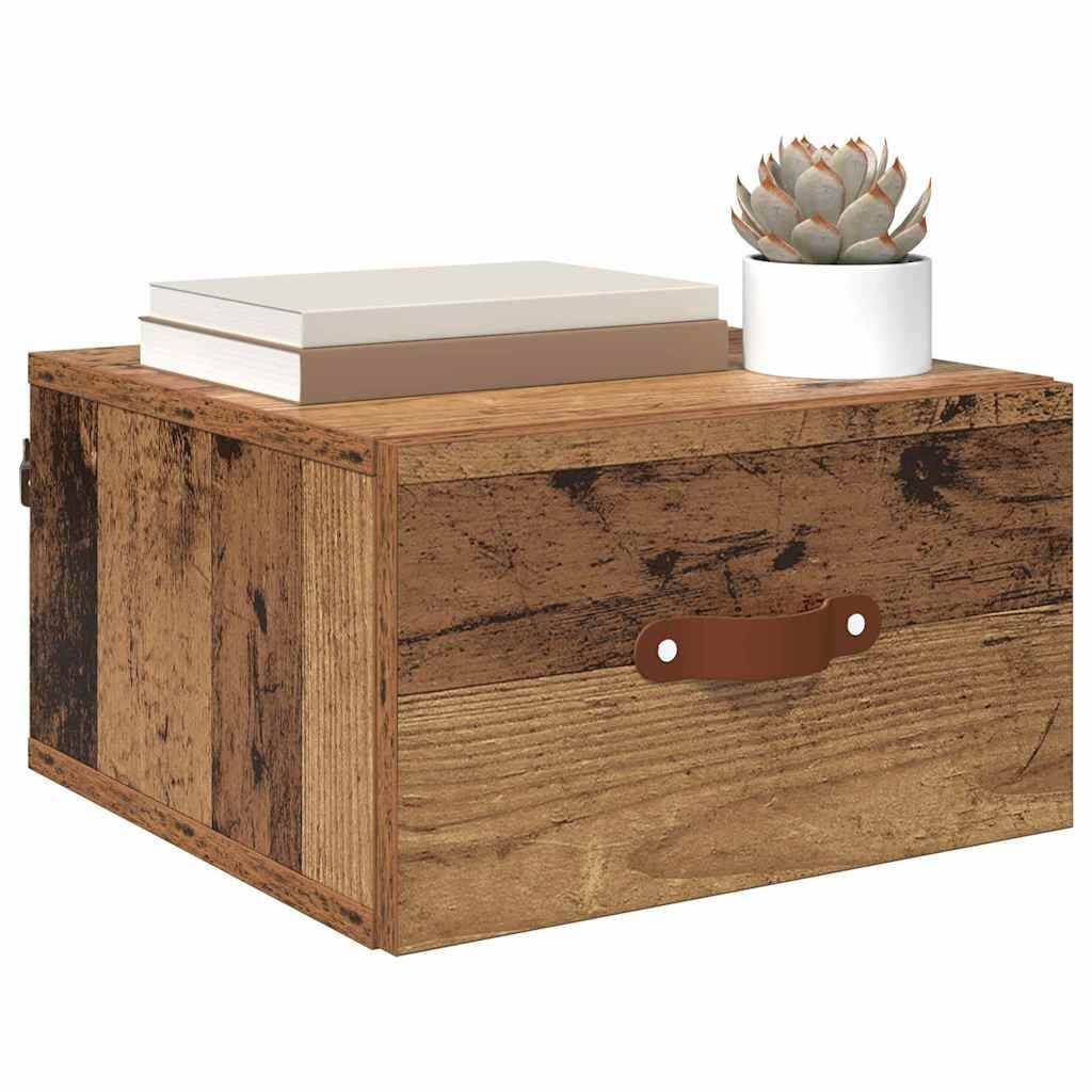vidaXL Wandmontiertes Nachttischchen Altholz 35 x 35 x 20 cm