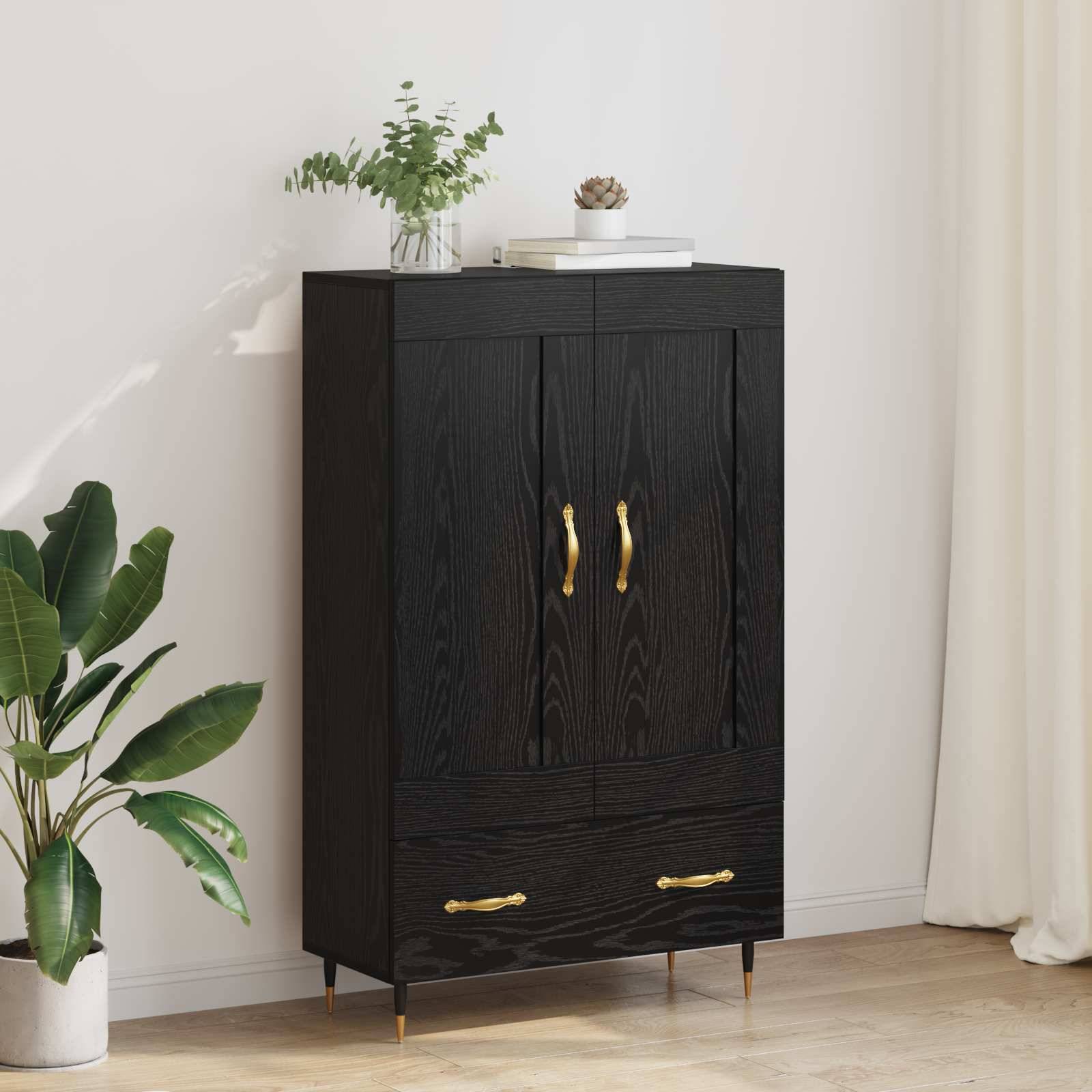 vidaXL Highboard Schwarz Eichen-Optik 69,5 x 31 x 115 cm Holzwerkstoff