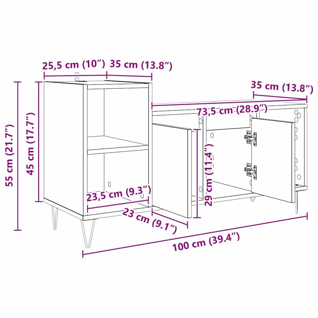 Darstellung eines Schranks mit Abmessungen: Breite 100 cm (39,4