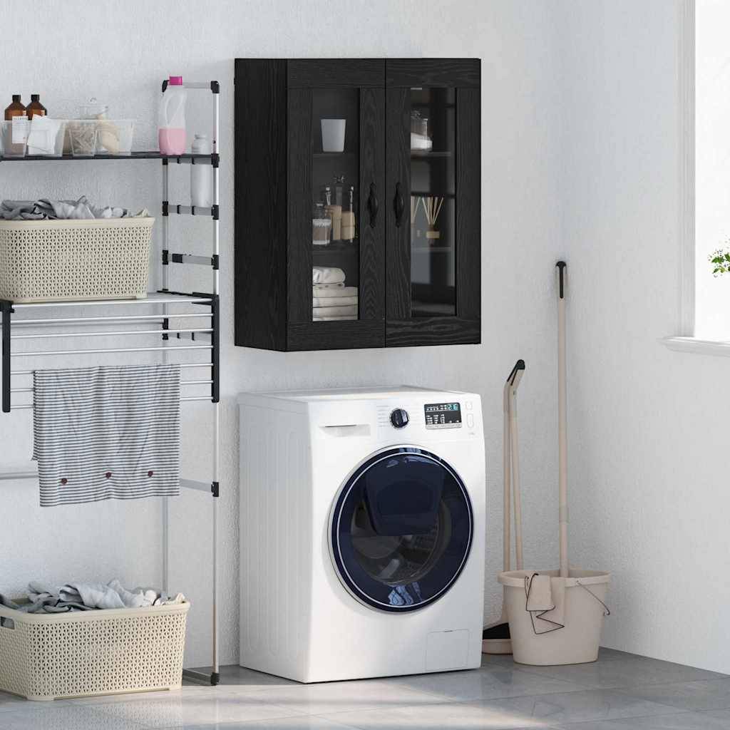 vidaXL Wandschrank Schwarz Eichen-Optik 69,5 x 34 x 90 cm