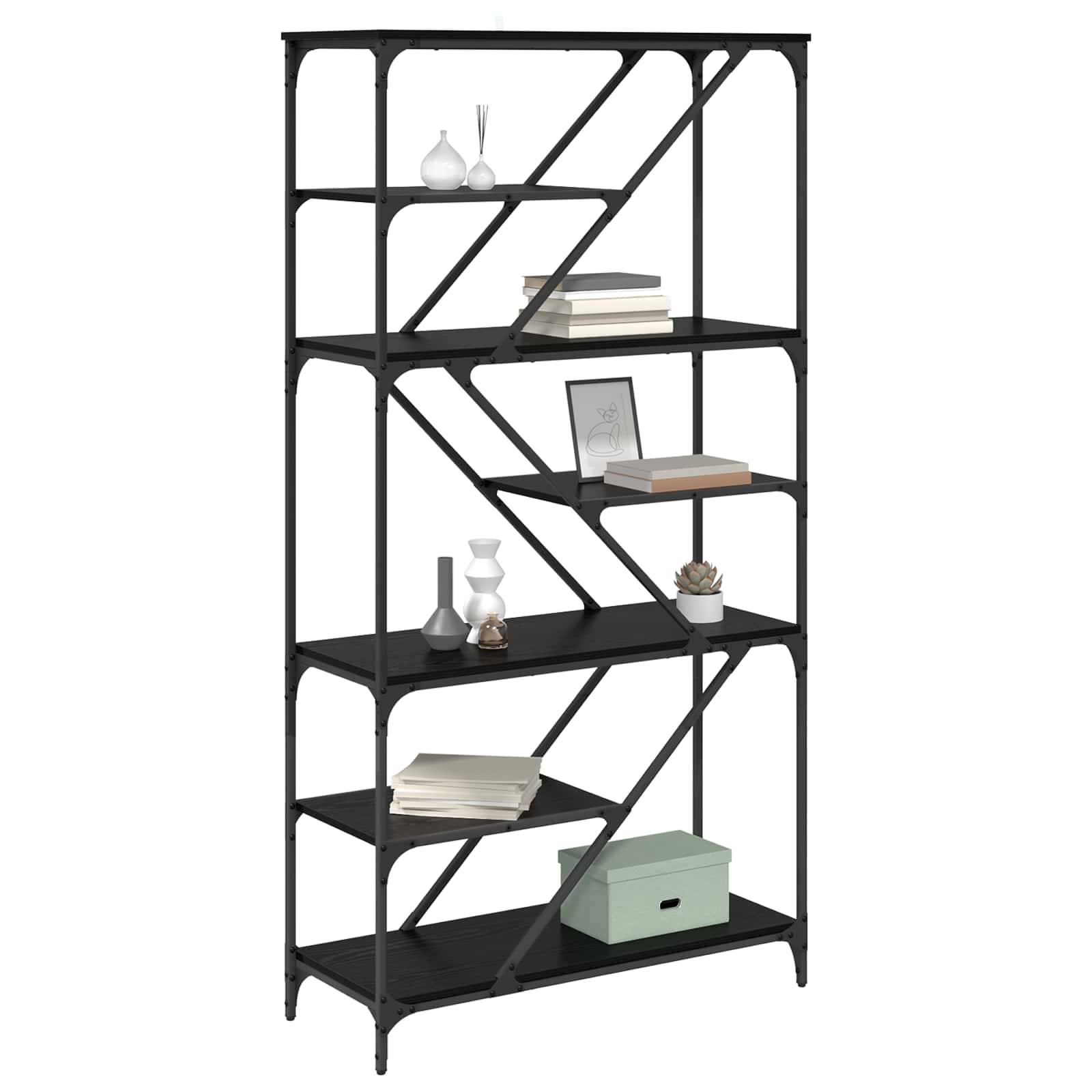vidaXL Bücherregal Schwarz Eichen-Optik 91 x 36 x 176 cm Holzwerkstoff