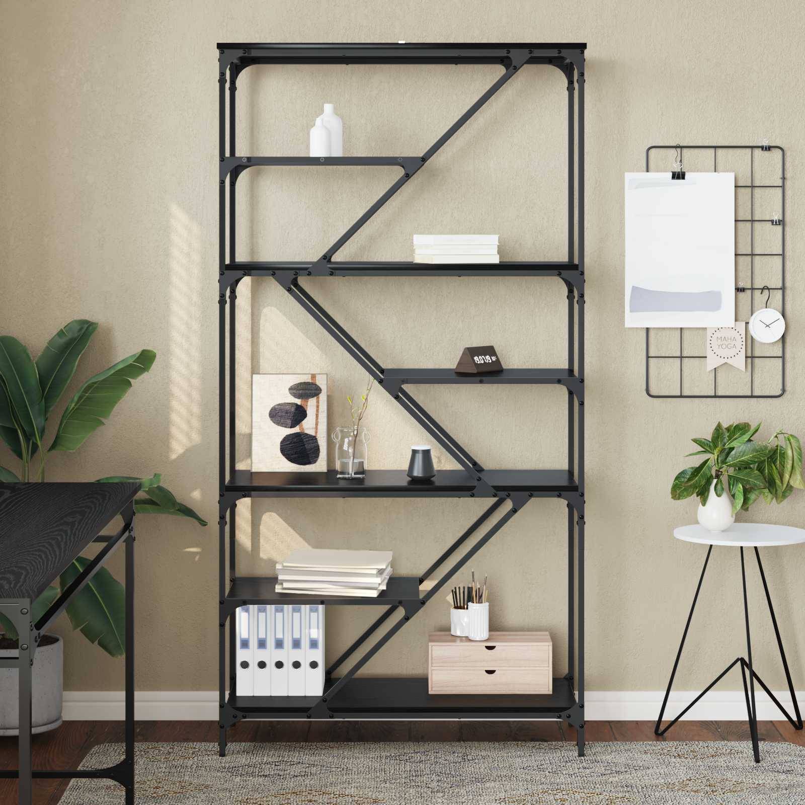 vidaXL Bücherregal Schwarz Eichen-Optik 91 x 36 x 176 cm Holzwerkstoff