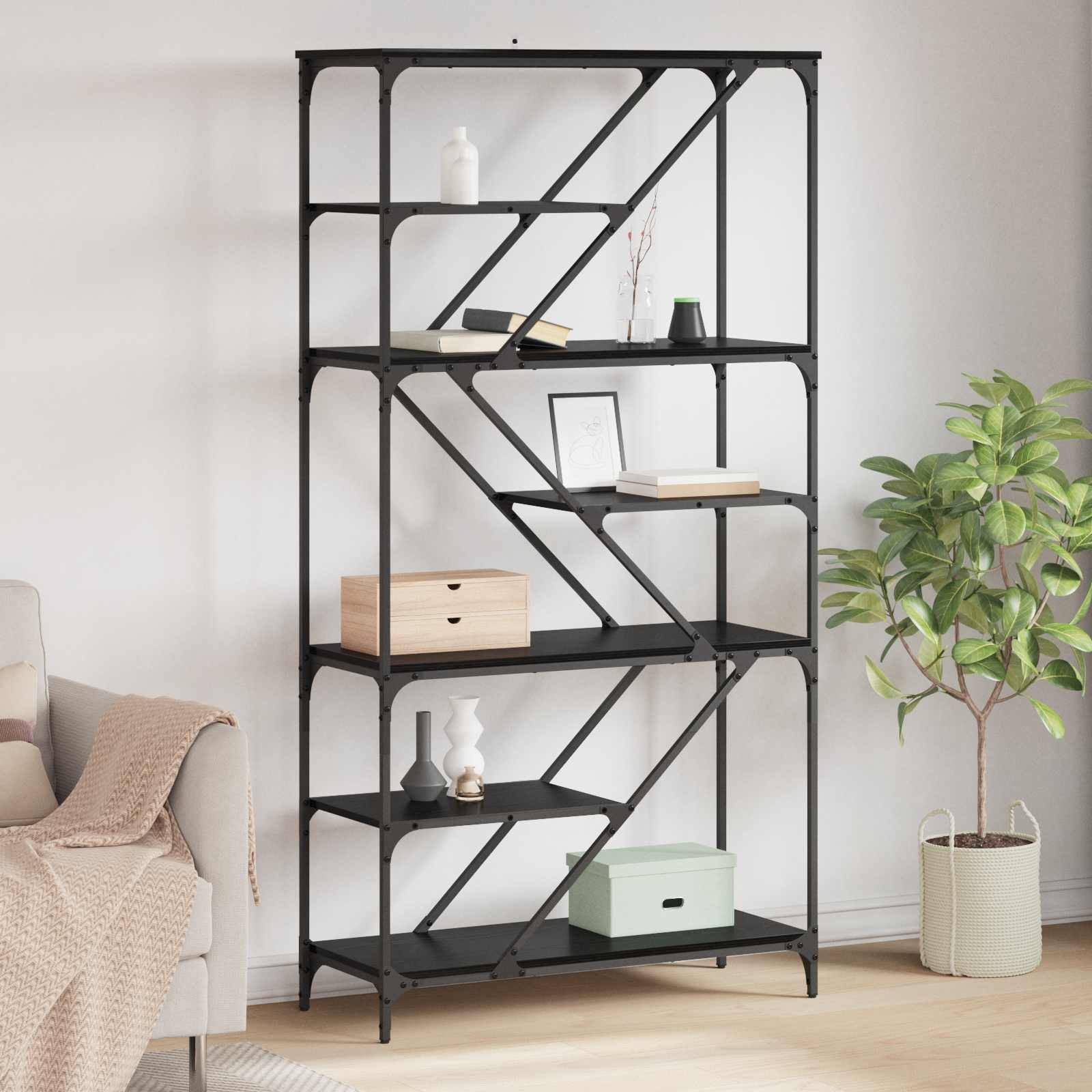 vidaXL Bücherregal Schwarz Eichen-Optik 91 x 36 x 176 cm Holzwerkstoff