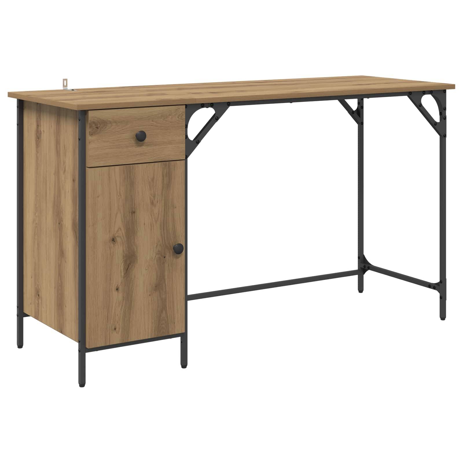 vidaXL Computertisch Artisan-Eiche Holzwerkstoff 131 x 48 x 75 cm