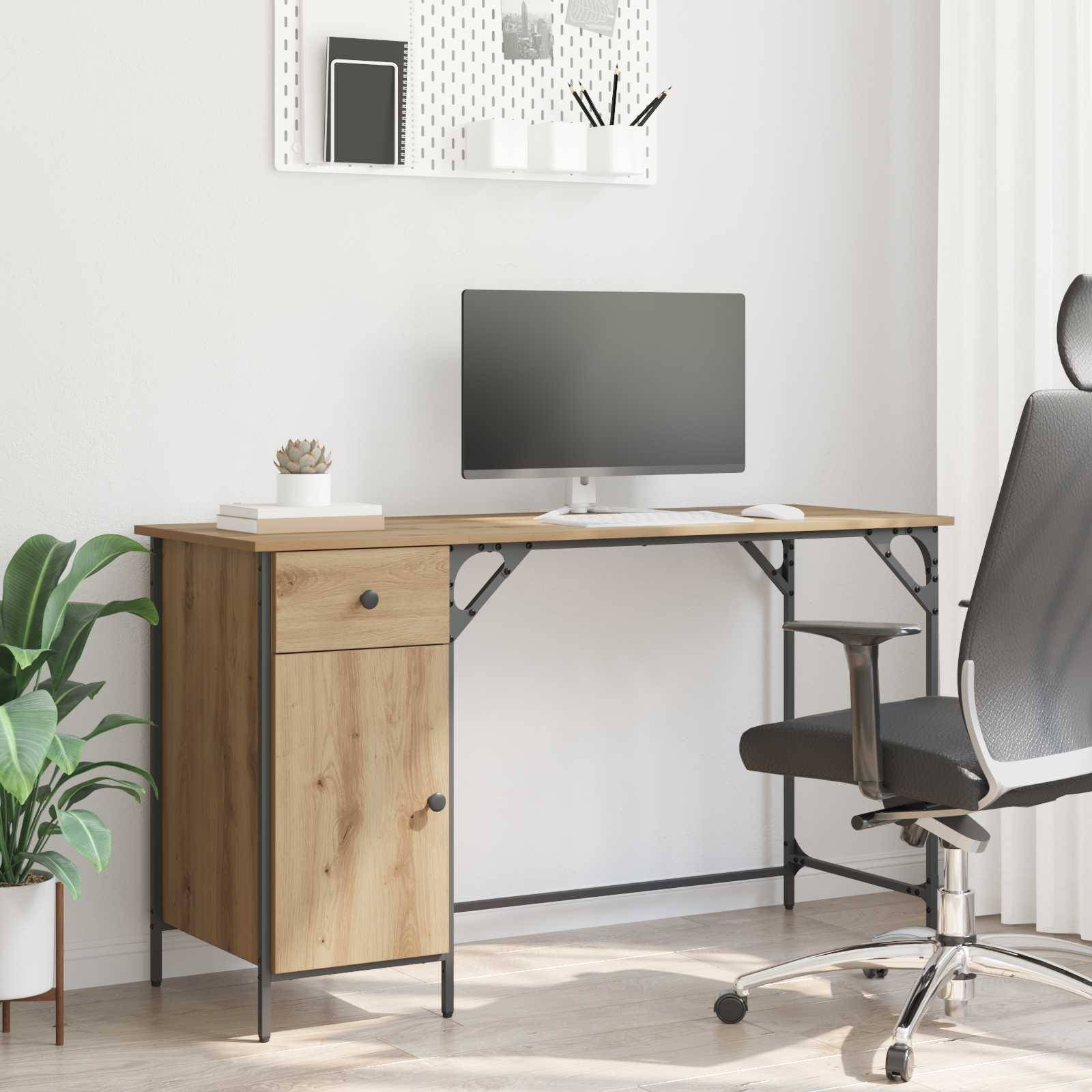 vidaXL Computertisch Artisan-Eiche 131 x 48 x 75 cm Holzwerkstoff