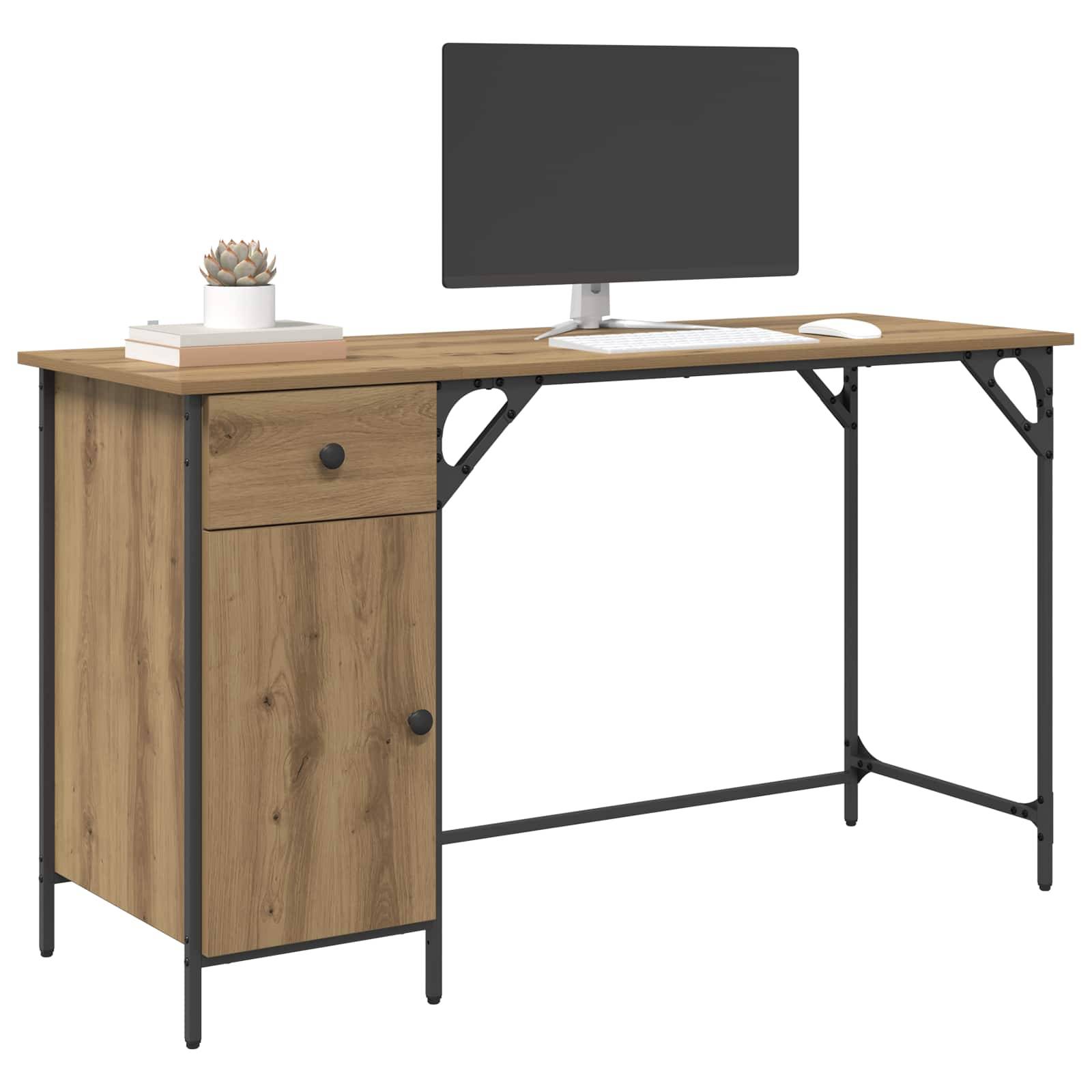 vidaXL Computertisch Artisan-Eiche Holzwerkstoff 131 x 48 x 75 cm