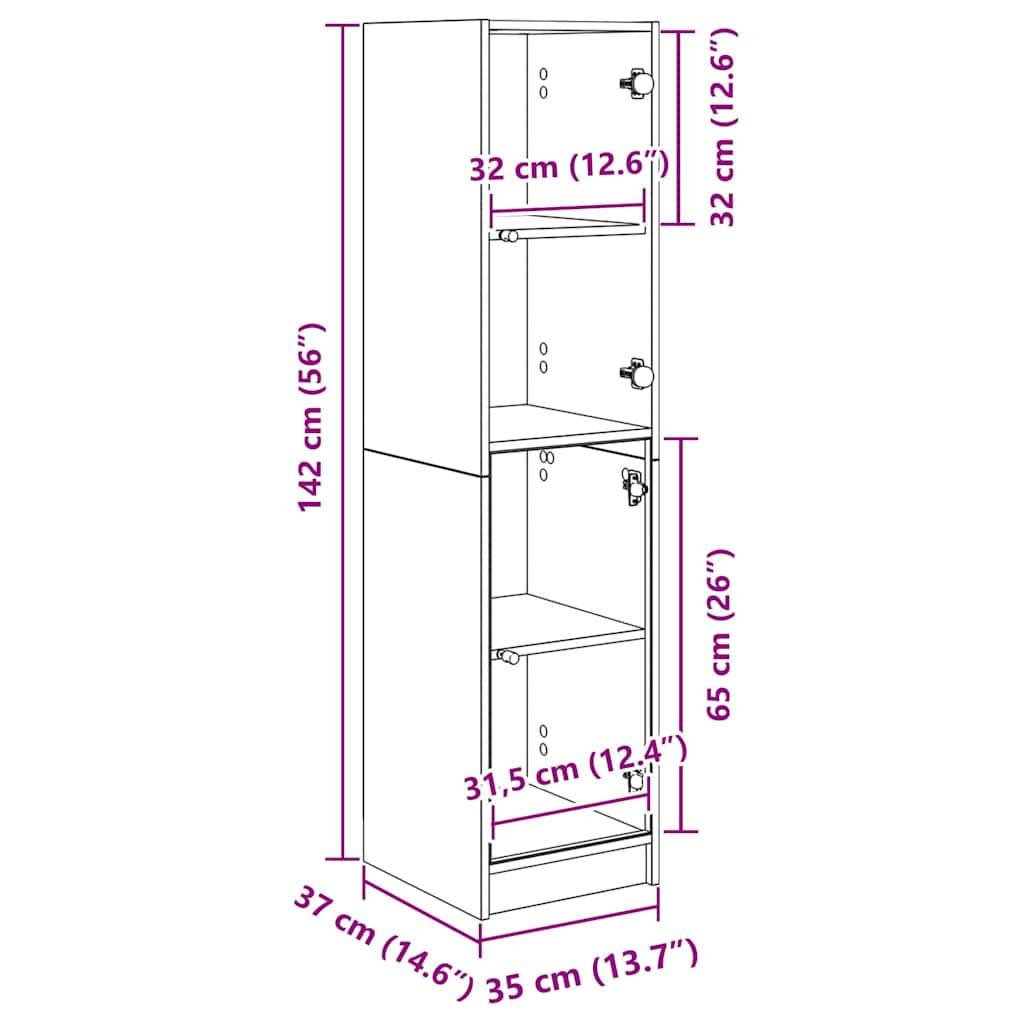 vidaXL Highboard Schwarz Eichen-Optik 35 x 37 x 142 cm Holzwerkstoff
