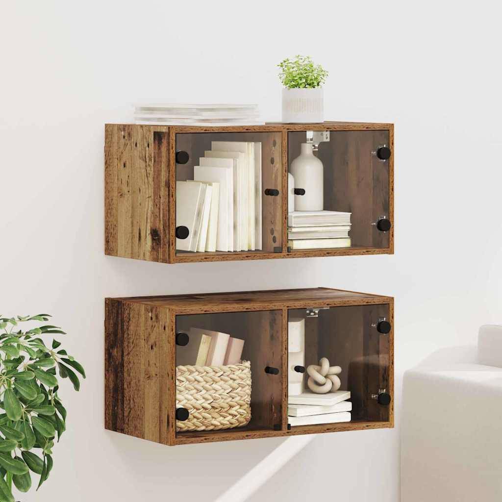 vidaXL Wandschränke 2 pcs Altholz 68 x 37 x 35 cm Holzwerkstoff