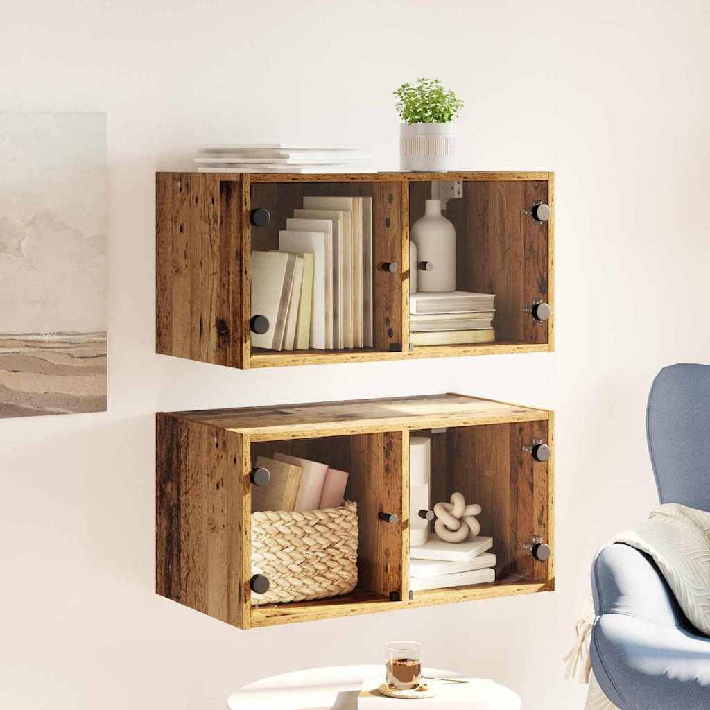vidaXL Wandschränke 2 pcs Altholz 68 x 37 x 35 cm Holzwerkstoff