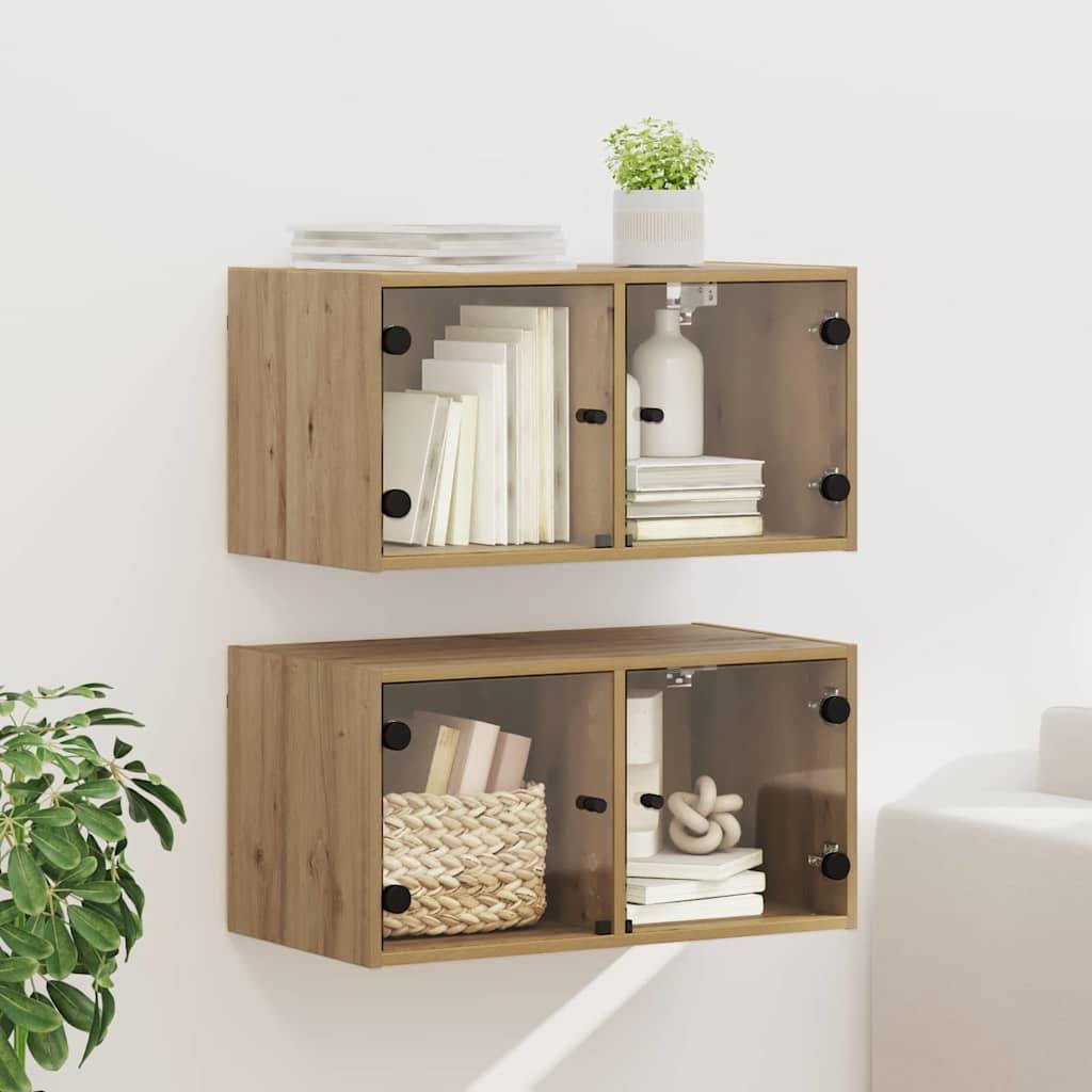 vidaXL Wandschränke 2 pcs Artisan-Eiche 68 x 37 x 35 cm Holzwerkstoff