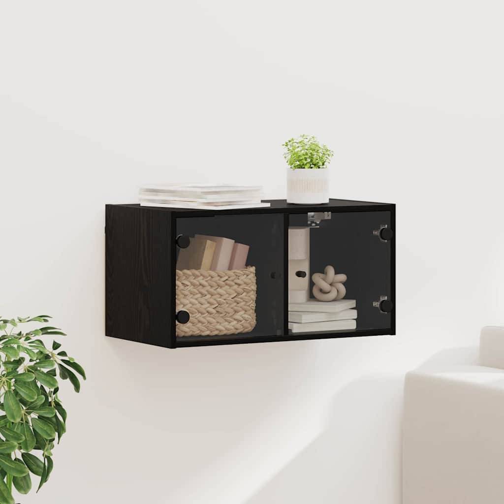 vidaXL Wandschrank Schwarz Eichen-Optik 68 x 37 x 35 cm Holzwerkstoff