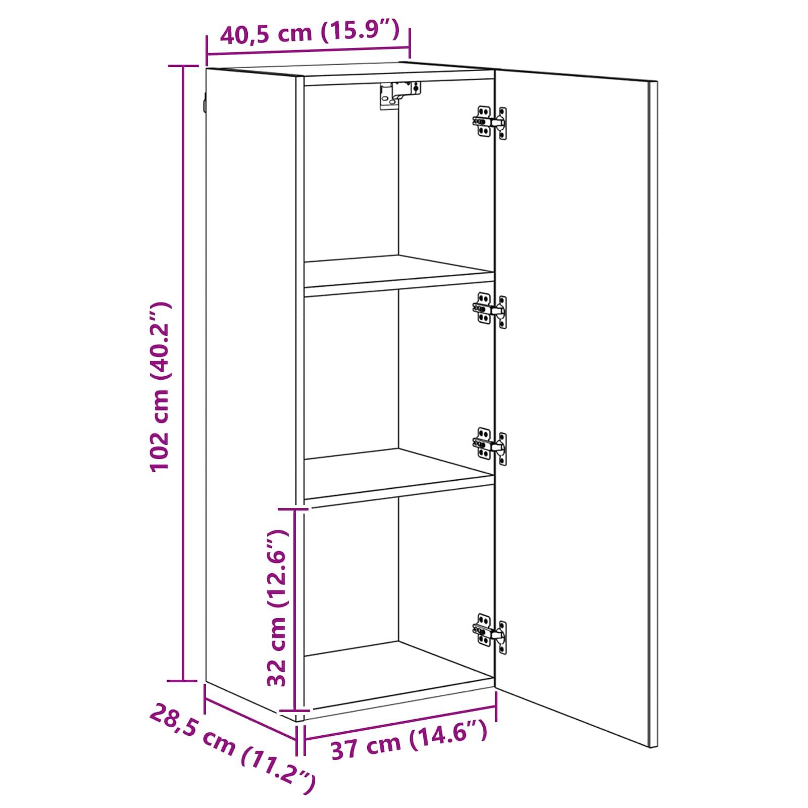 vidaXL TV-Wandschrank Altholz 40,5 x 30 x 102 cm Holzwerkstoff