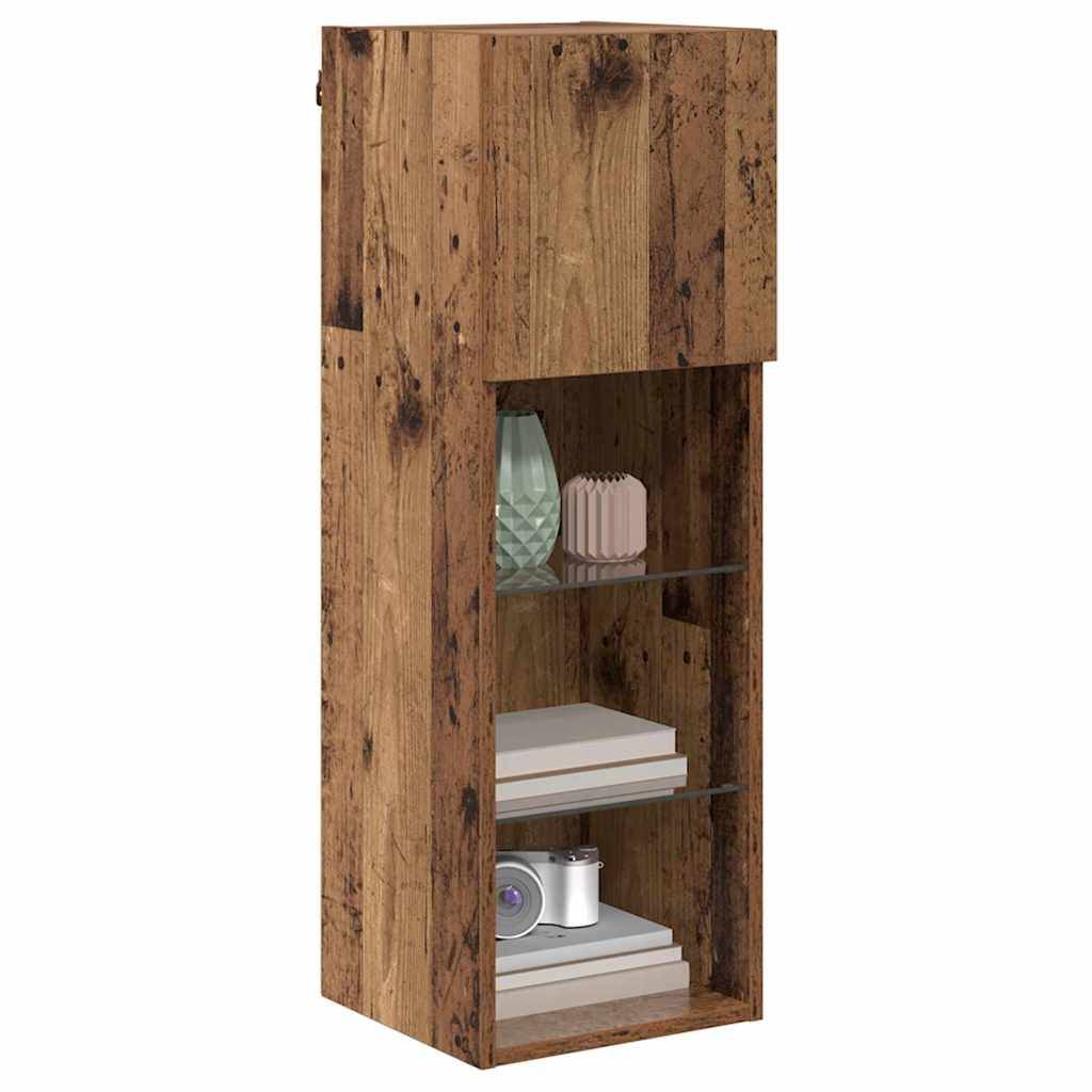 vidaXL Wandmontierter TV-Schrank mit LED Altholz 30,5 x 30 x 90 cm