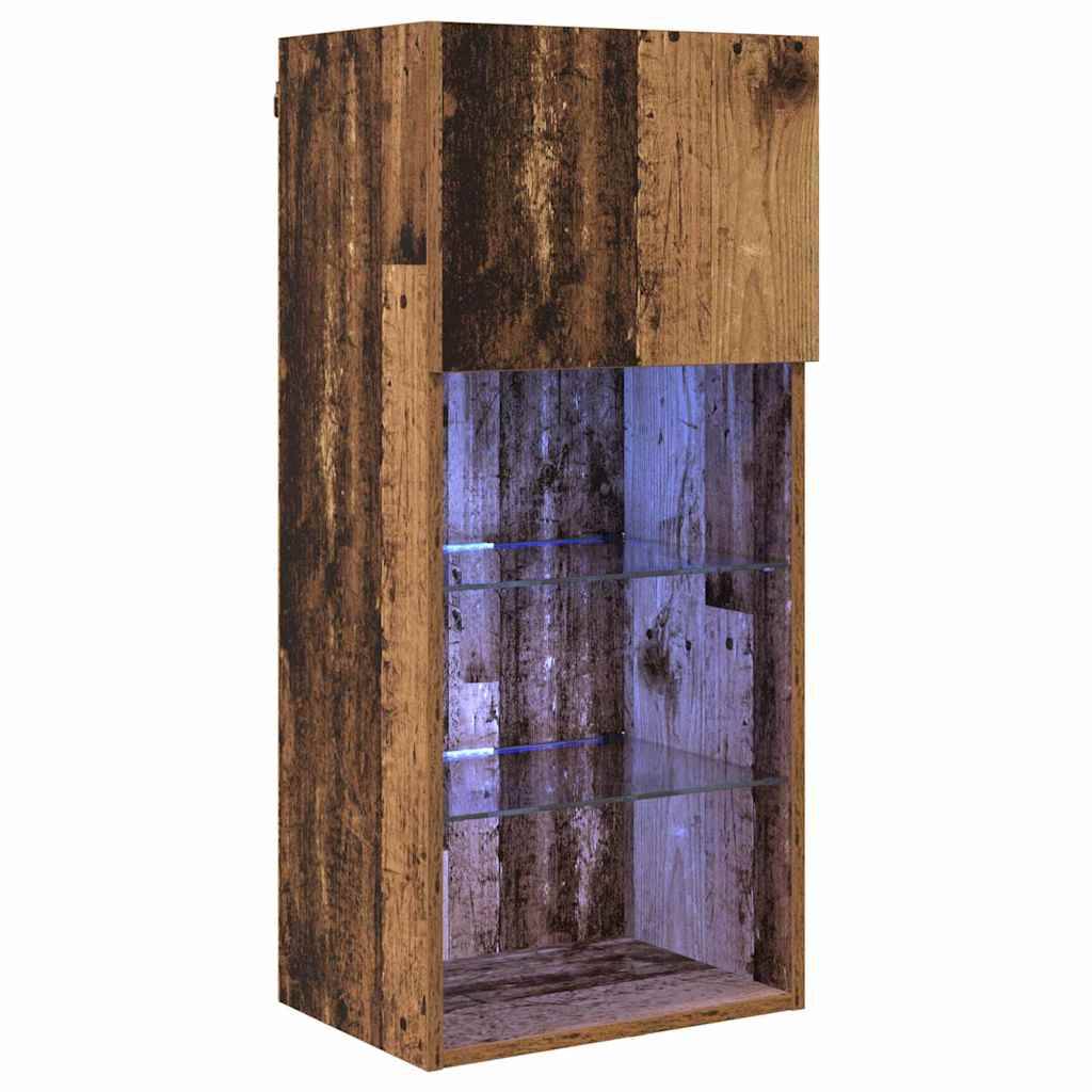 vidaXL Wandmontierter TV-Schrank mit LED Altholz 40,5 x 30 x 90 cm