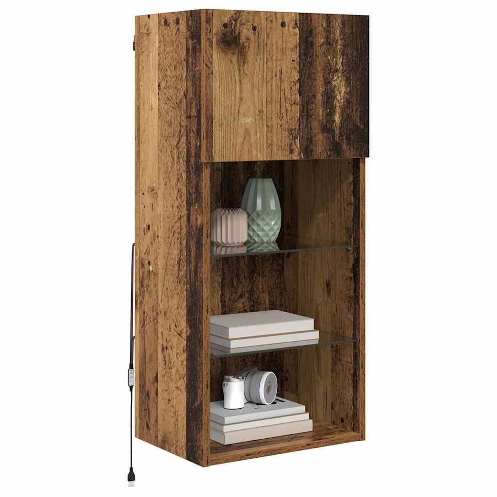 vidaXL Wandmontierter TV-Schrank mit LED Altholz 40,5 x 30 x 90 cm