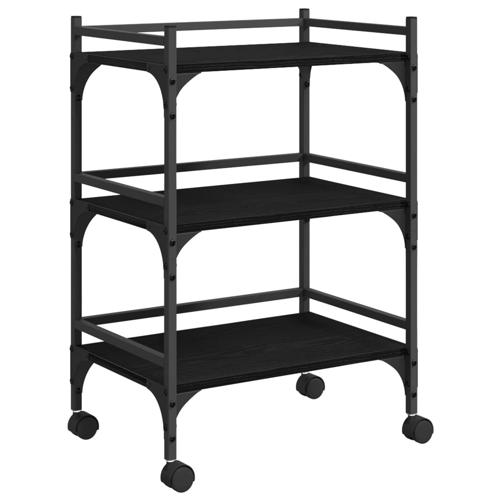 vidaXL Küchentrolley Schwarz Eichen-Optik 50 x 35 x 75,5 cm
