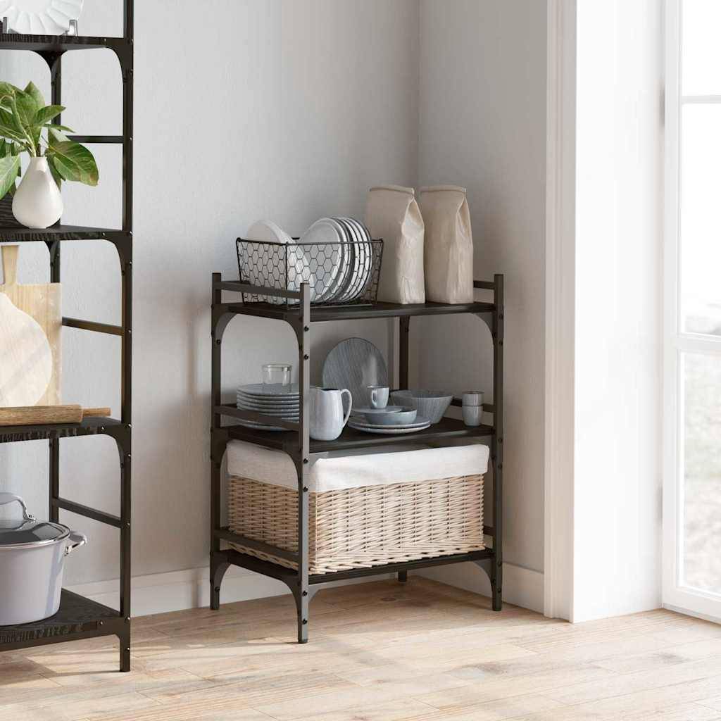 vidaXL Küchentrolley Schwarz Eichen-Optik 50 x 35 x 75,5 cm