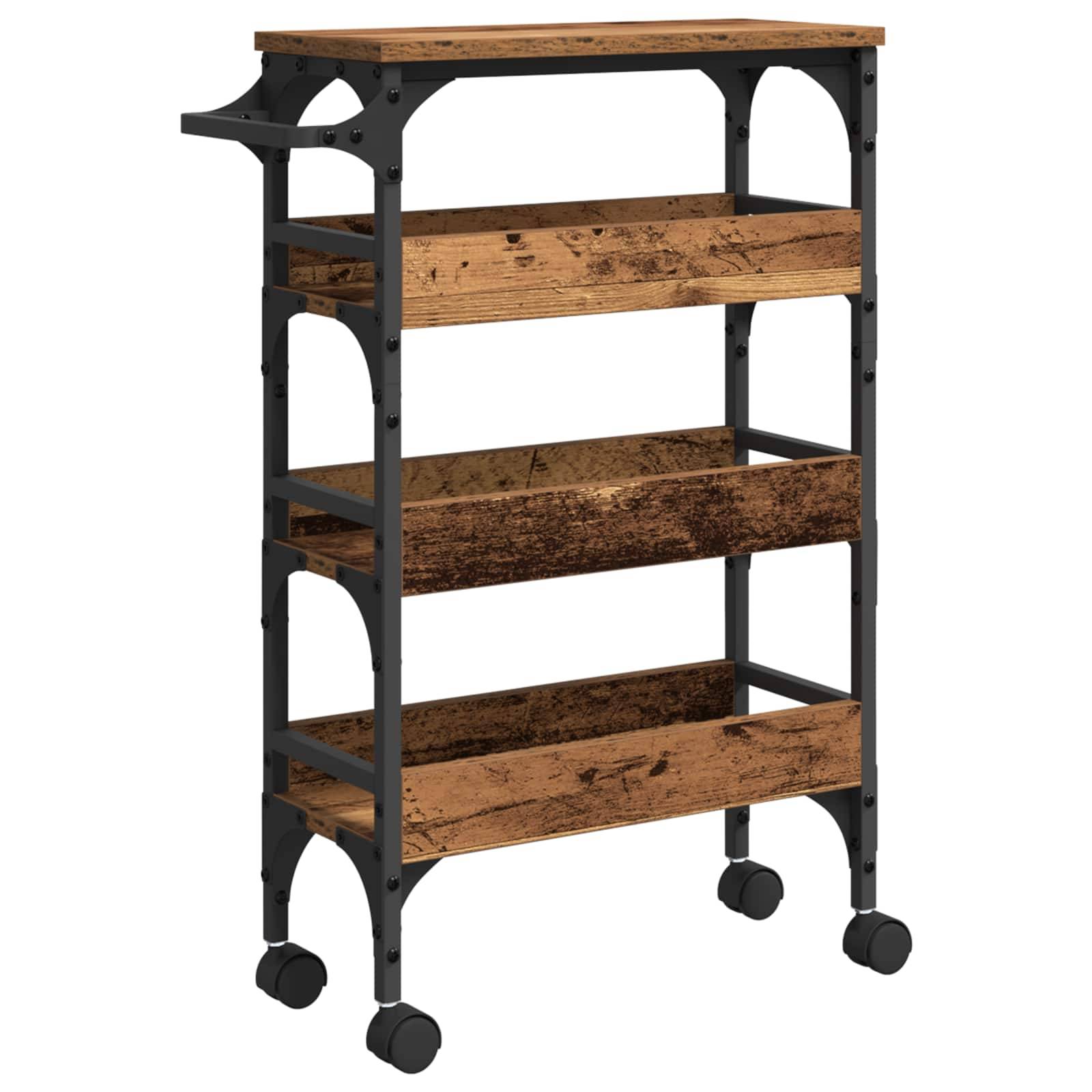 vidaXL Küchentrolley Altholz 53 x 20 x 76 cm Holzwerkstoff