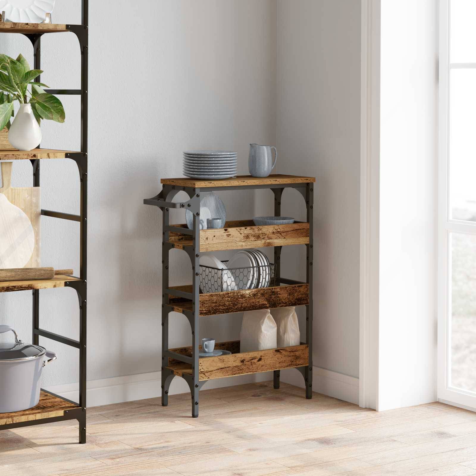 vidaXL Küchentrolley Altholz 53 x 20 x 76 cm Holzwerkstoff